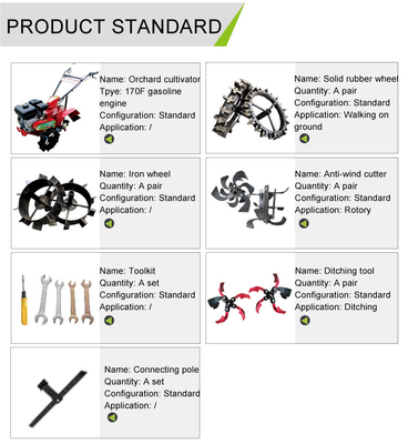 Orchard kleine tractor tiller met benzine kracht type cultivator versnellingsbak